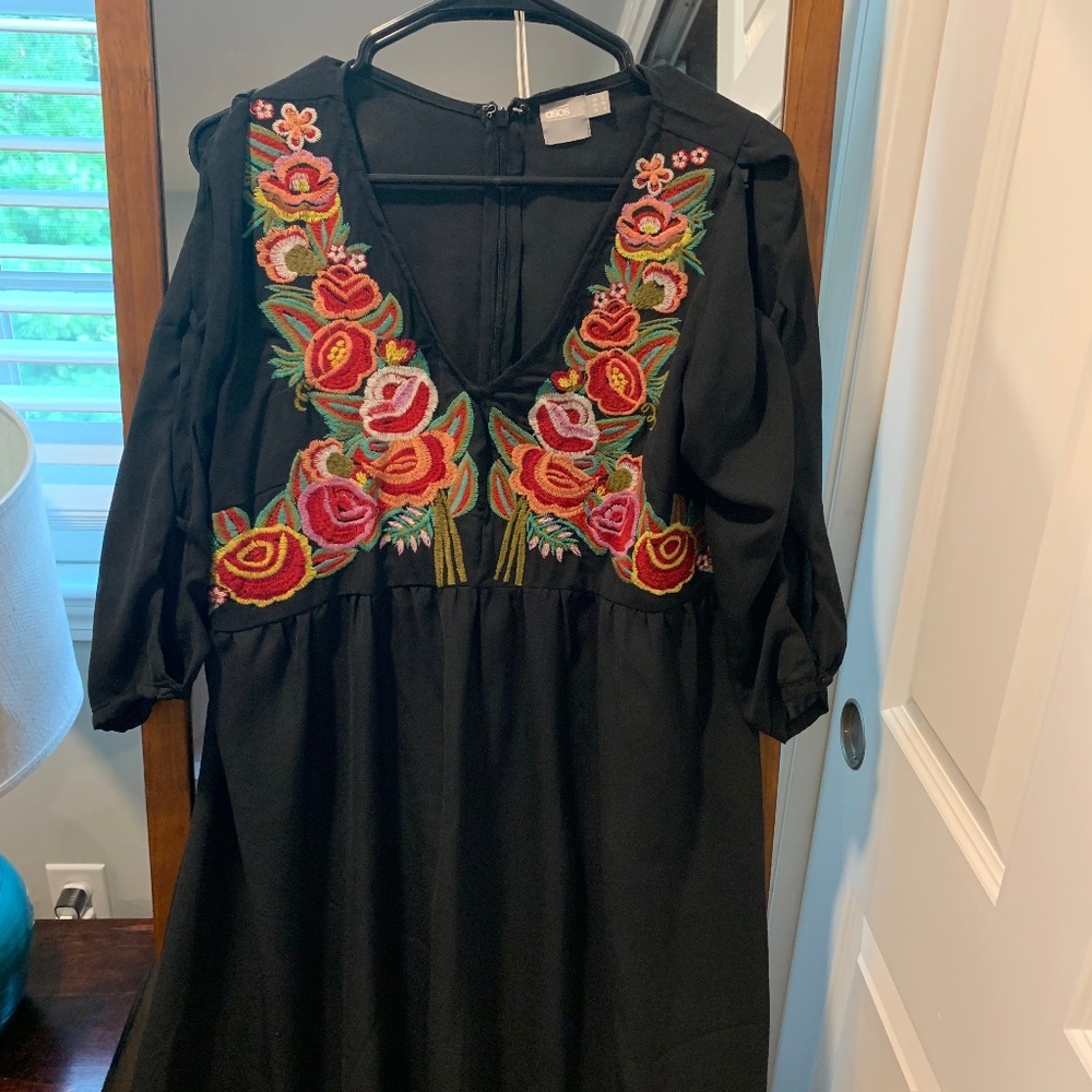 Asos black floral dress